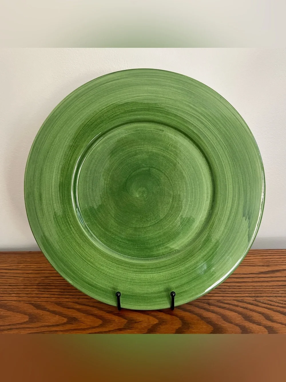 Vintage Vietri Green Hand-Glazed Ceramic Chop Plate or Service Plate 13